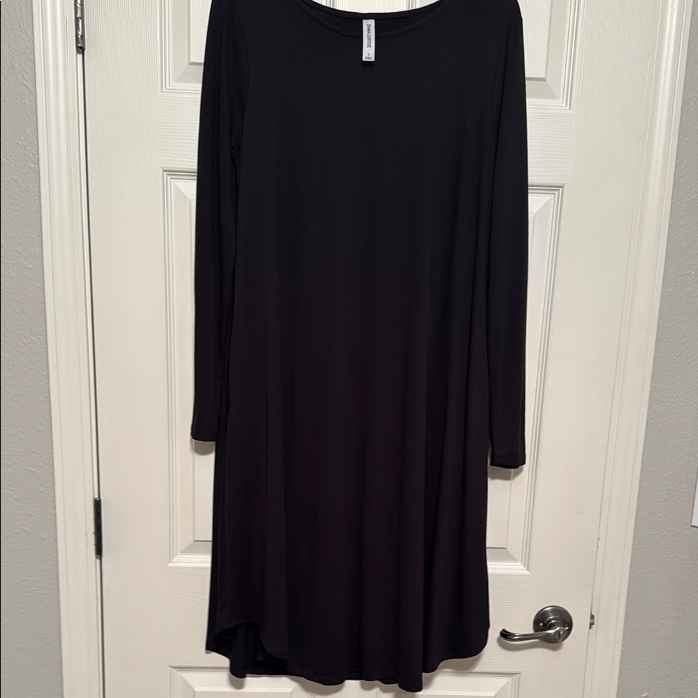 Black A-line Long Sleeve Dress for Casual Work